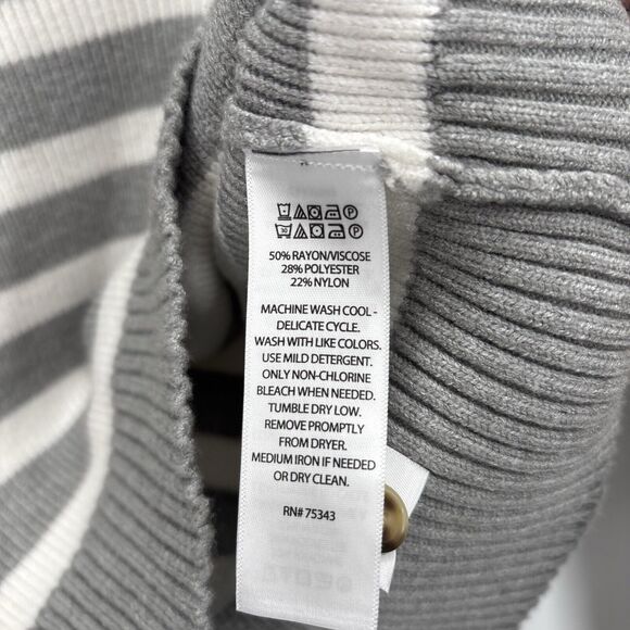 Cropped Sweater Womens Medium Happily Grey and White Striped Soft Thick Cozy - Picture 5 of 6
